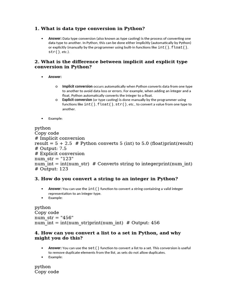 Data Type Conversion and Operators in Python | PDF | Data Type ...