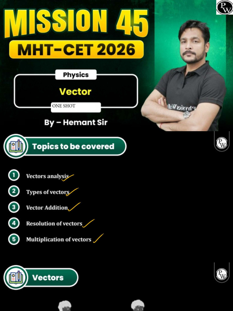 Vector Class Notes Mission 45 MHT-CET 2026 | PDF