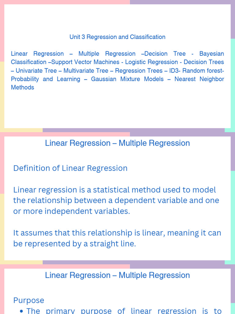 Unit 3 Regression and Classification Linear Regression – Multiple ...