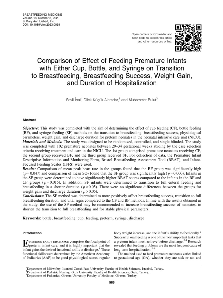 Comparison Effect Feeding Premature Breastfeeding | PDF | Breastfeeding ...