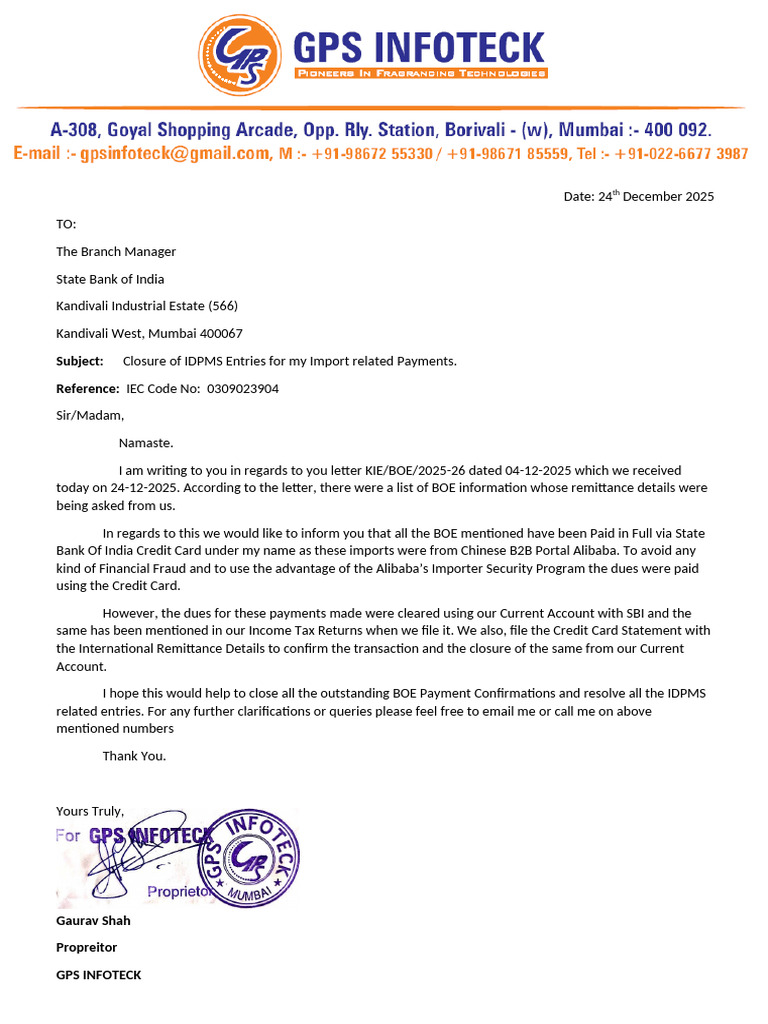 Idpms Closure Details - 0309023904 | PDF