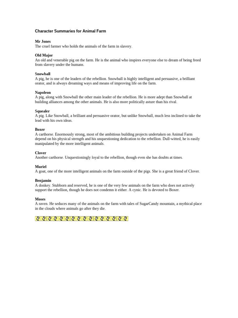 Animal Farm Character Summaries | PDF
