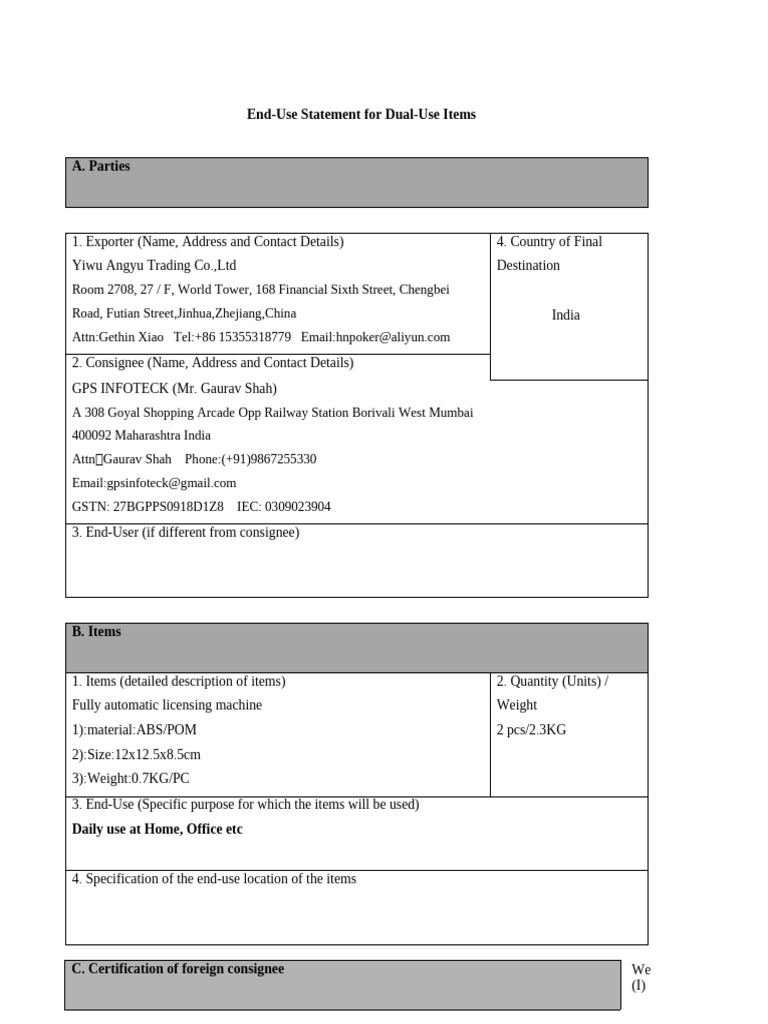 End User Certificate | PDF