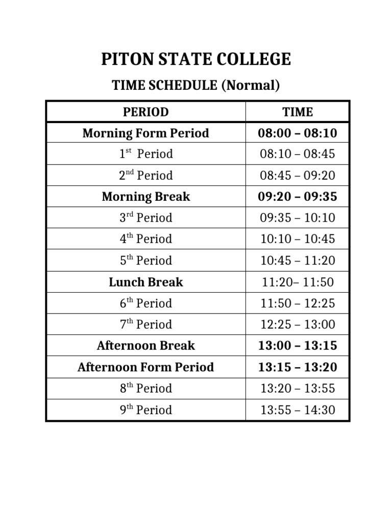 Bell Times (Normal) 2026 | PDF