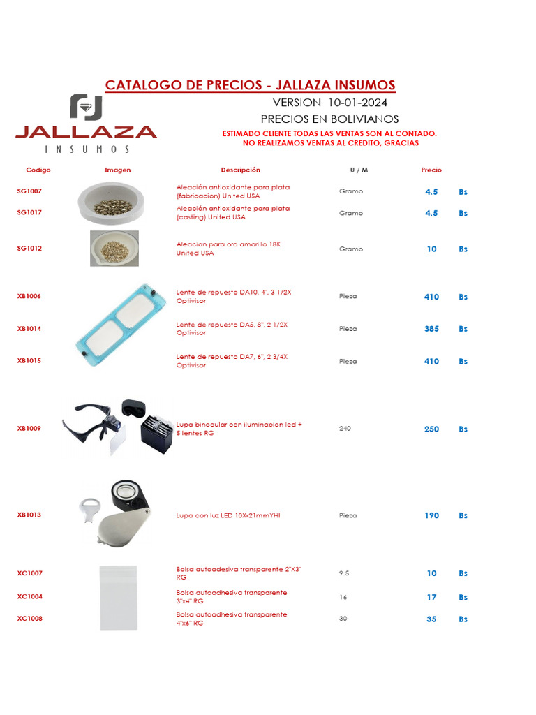 Catálogo Insumos 10 01 2024 | PDF | Materiales
