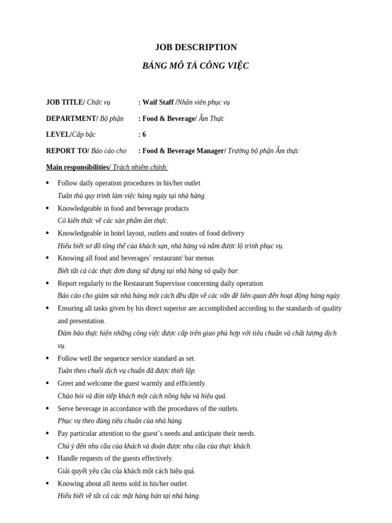 JD 05 Wait Staff | PDF