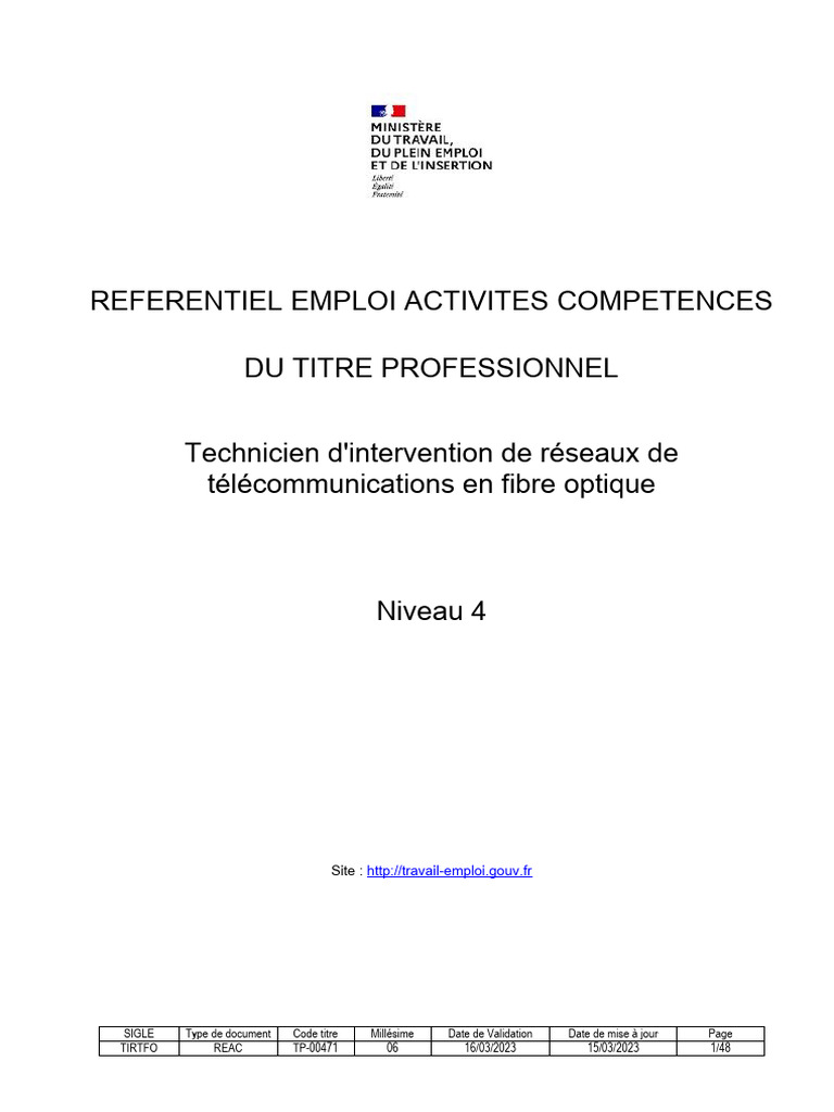 Référentiel Activités Compétences Evaluation TP TIRTFO | PDF | Haut ...