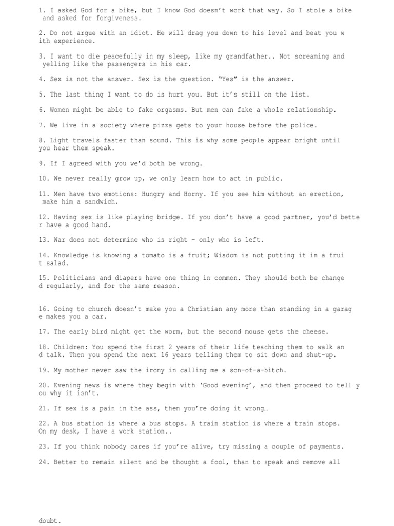 One Liners | PDF | Self-Improvement
