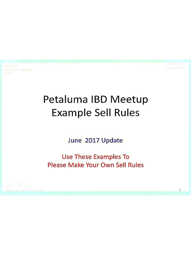 Sell Rules | PDF