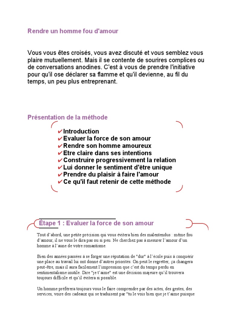 Homme Fou Amoureux Comportement Au Lit Rendre Un Homme Fou | PDF | Sexe | Amour
