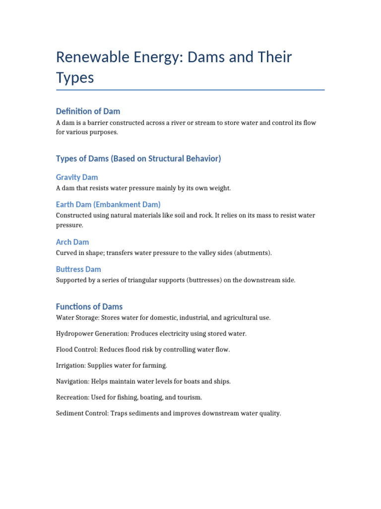 Dams Types and Functions | PDF