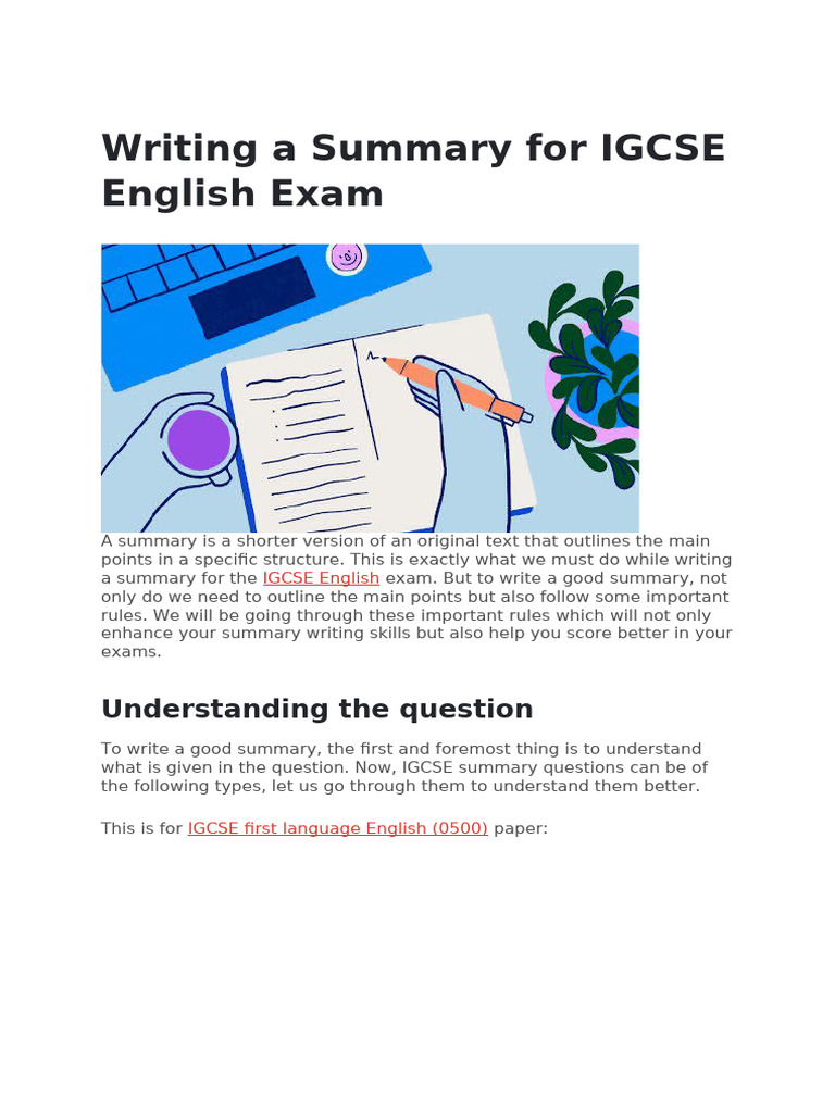 Writing A Summary For IGCSE English Exam | PDF | Communication | Learning