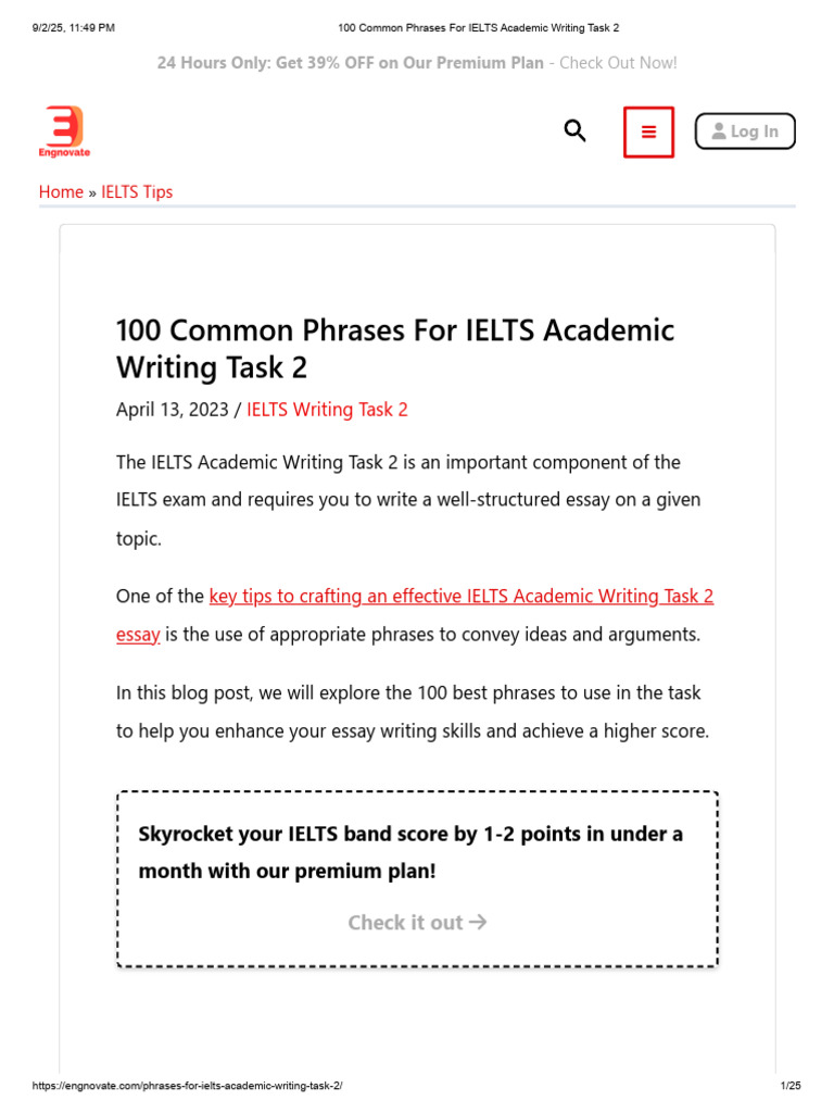 100 Common Phrases for IELTS Academic Writing Task 2 | PDF | Mental ...