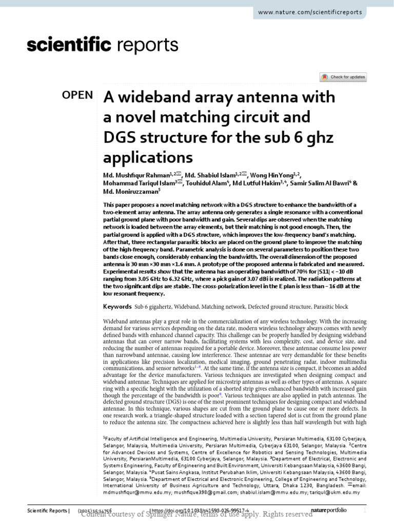 A Wideband Array Antenna With a Novel Matching Cir | PDF | Antenna ...