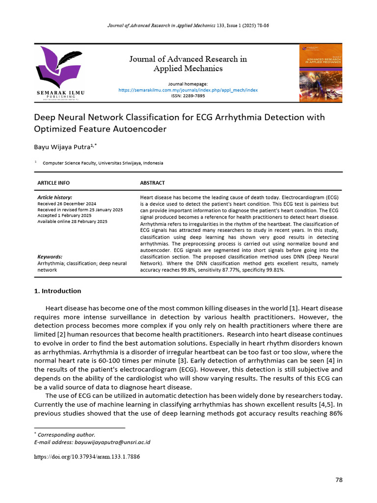 8 Deep Neural Network Classification for ECG Arrhythmia Detection With ...