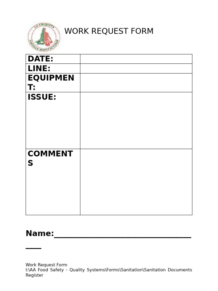 Work Request Form | PDF