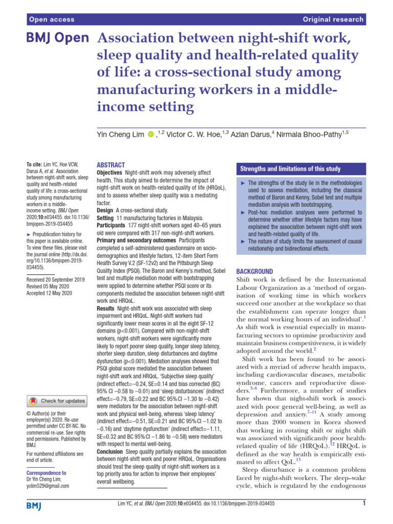 bmjopen-2019-034455 -20 | PDF | Shift Work | Sleep