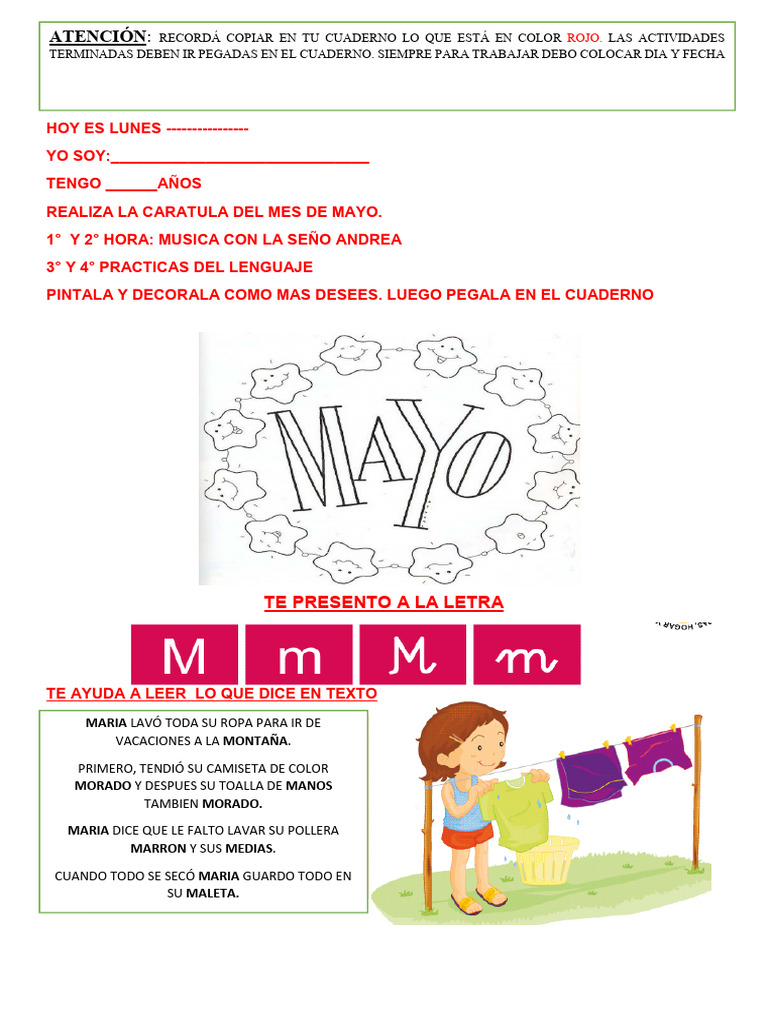 1° grado Actividades DEL 3 AL 7 DE MAYO | PDF