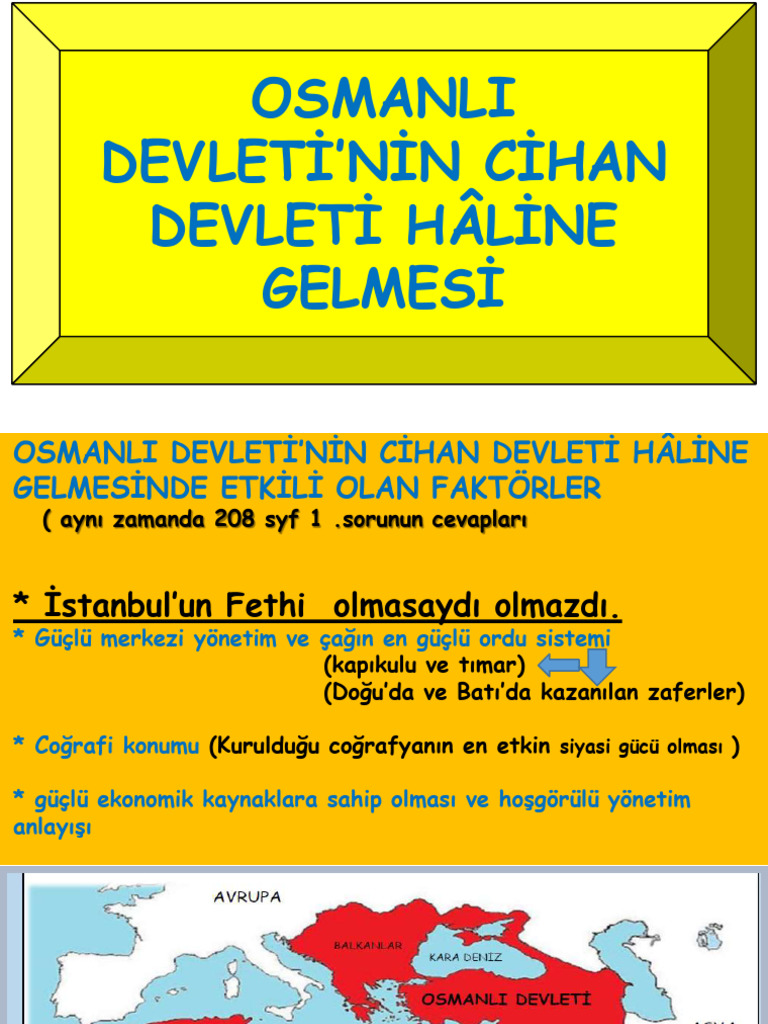 3.1 Osmanlı Devleti'Nin Cihan Devleti Hâline GELMESİ | PDF