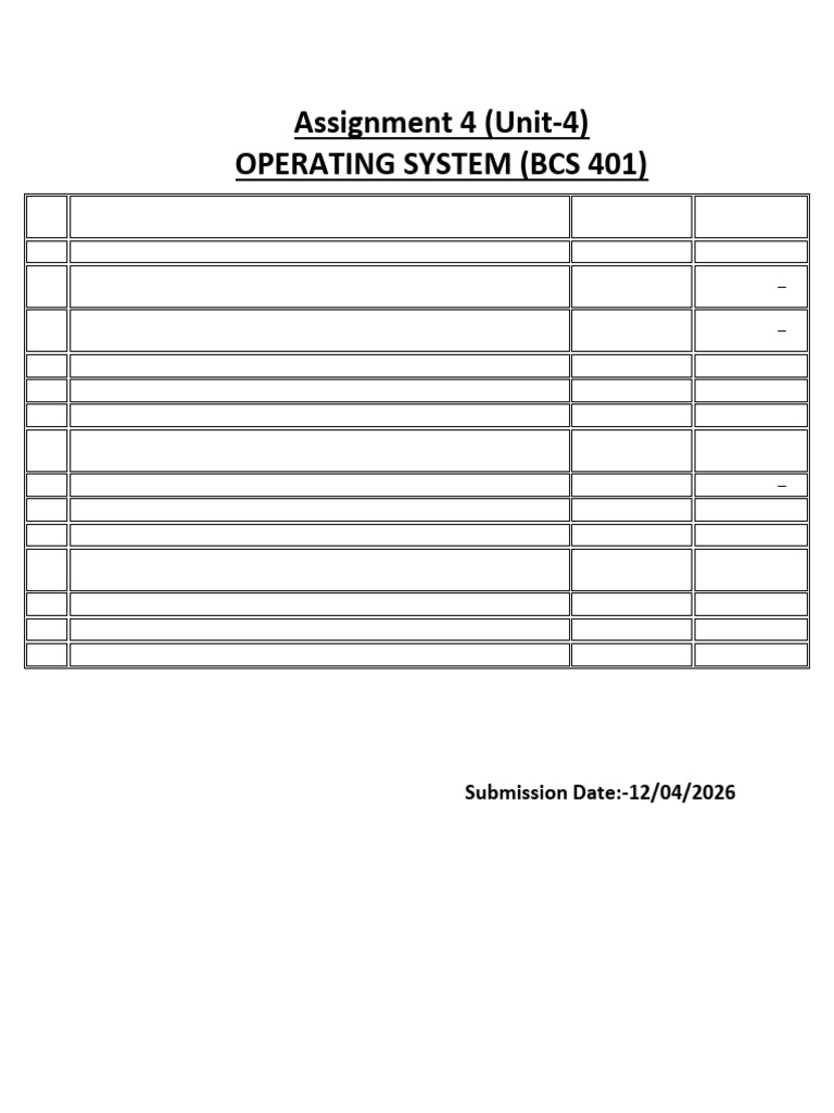 Assignment 4 (Unit 4) Os (Bcs401) | PDF