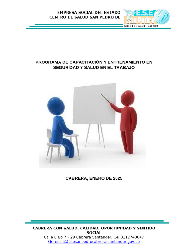 1. PROGRAMA DE CAPACITACIÓN Y ENTRENAMIENTO EN SEGURIDAD Y SALUD EN EL ...