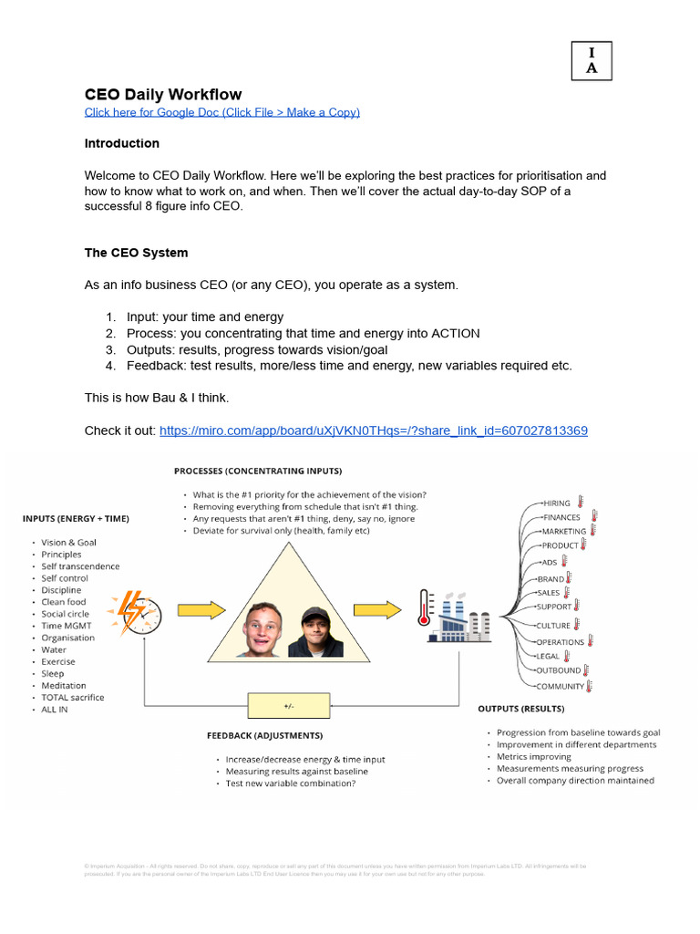 5 CEO Daily Workflow | PDF
