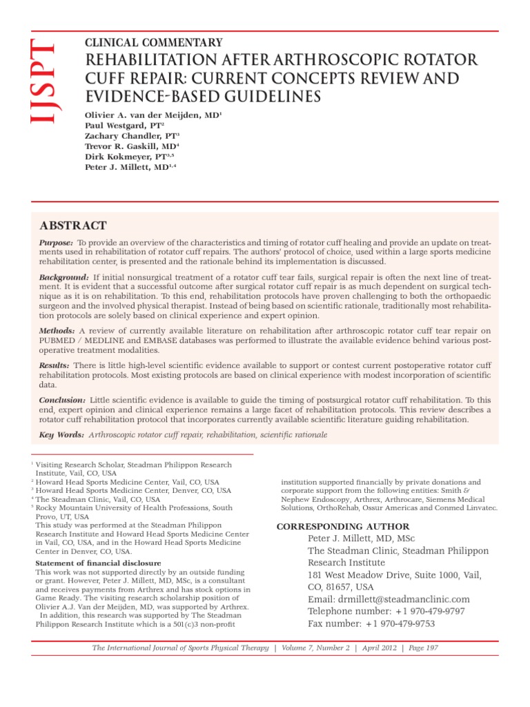Rehabilitation After Rotator Cuff Repair | PDF | Anatomical Terms Of ...