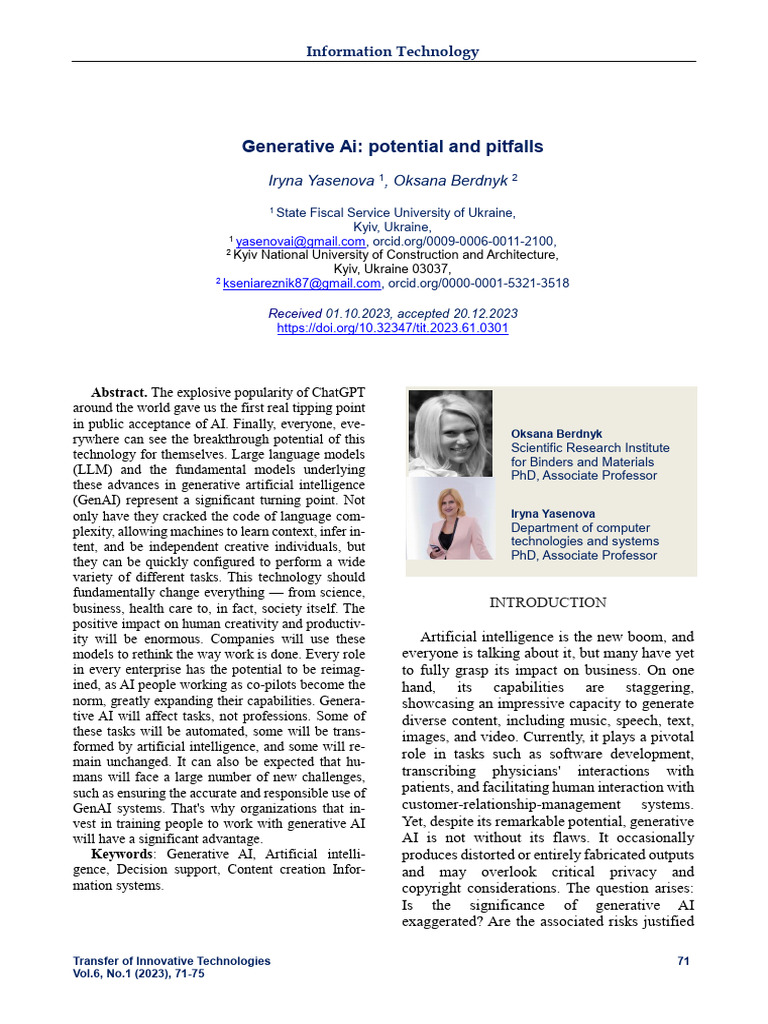 Generative Ai Potential and Pitfalls | PDF | Artificial Intelligence ...