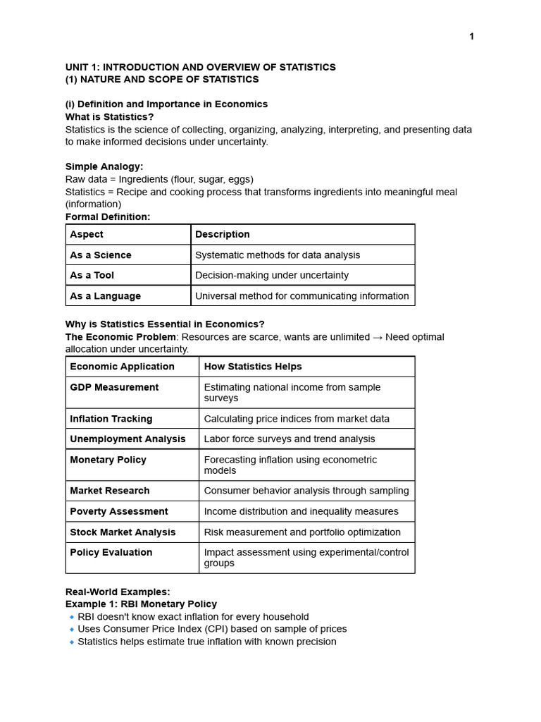 UNIT 1- INTRODUCTION AND OVERVIEW OF STATISTICS | PDF | Statistics ...