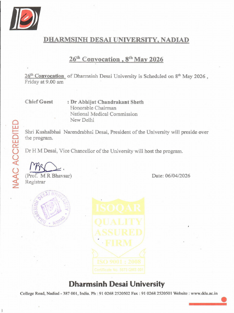 Notice for 26th Convocation Scheduled on 8th May 2026 | PDF