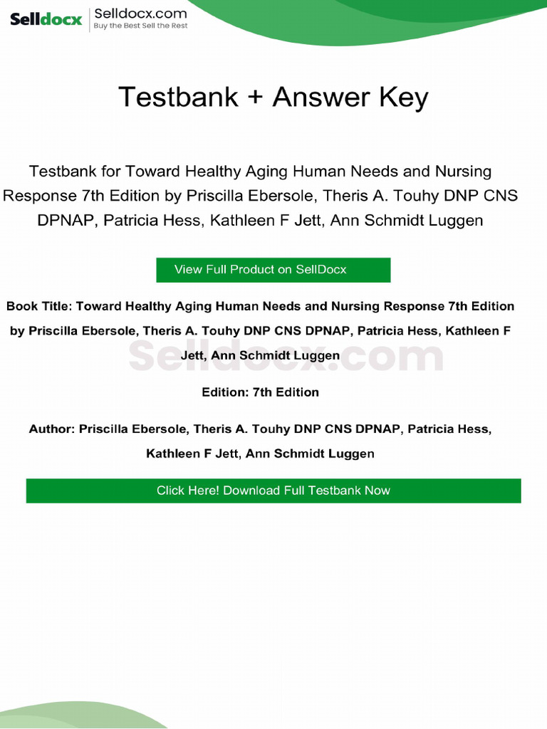 Question Bank for Toward Healthy Aging Human Needs and Nursing Response ...