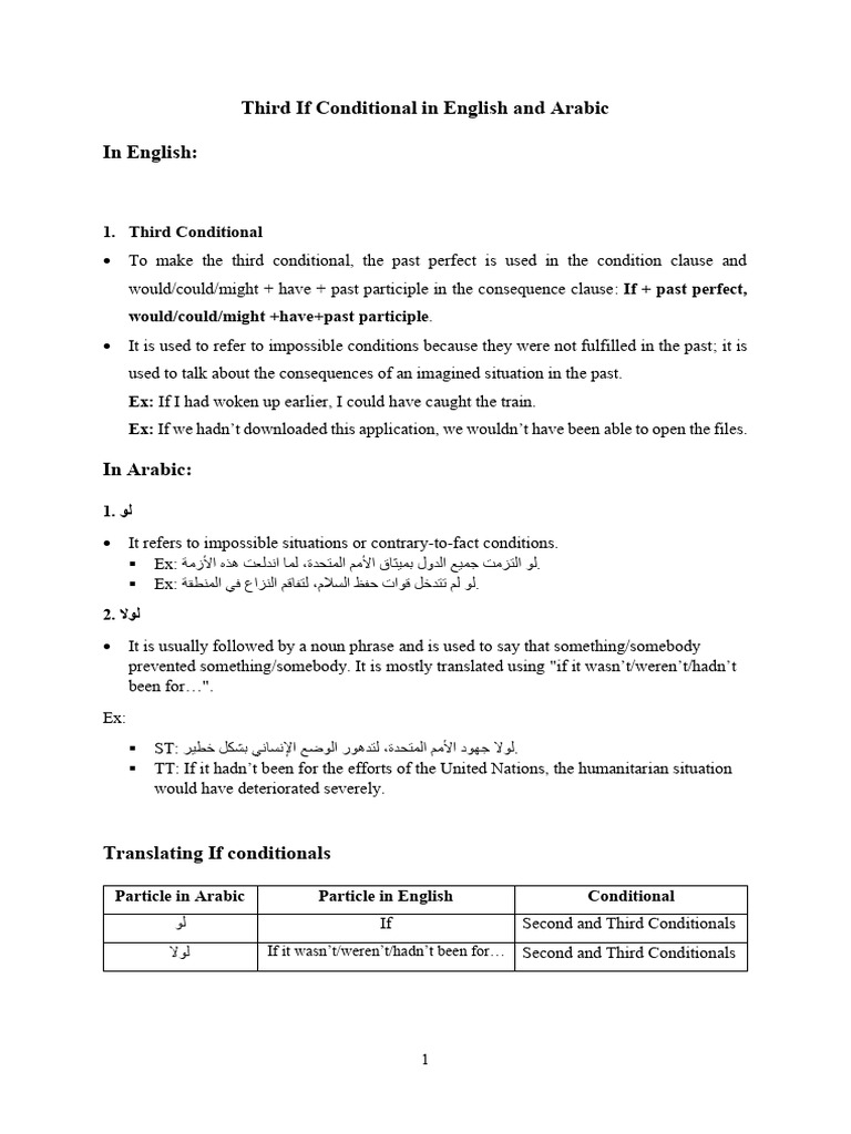 Third If Conditional in English and Arabic | PDF | English Language ...