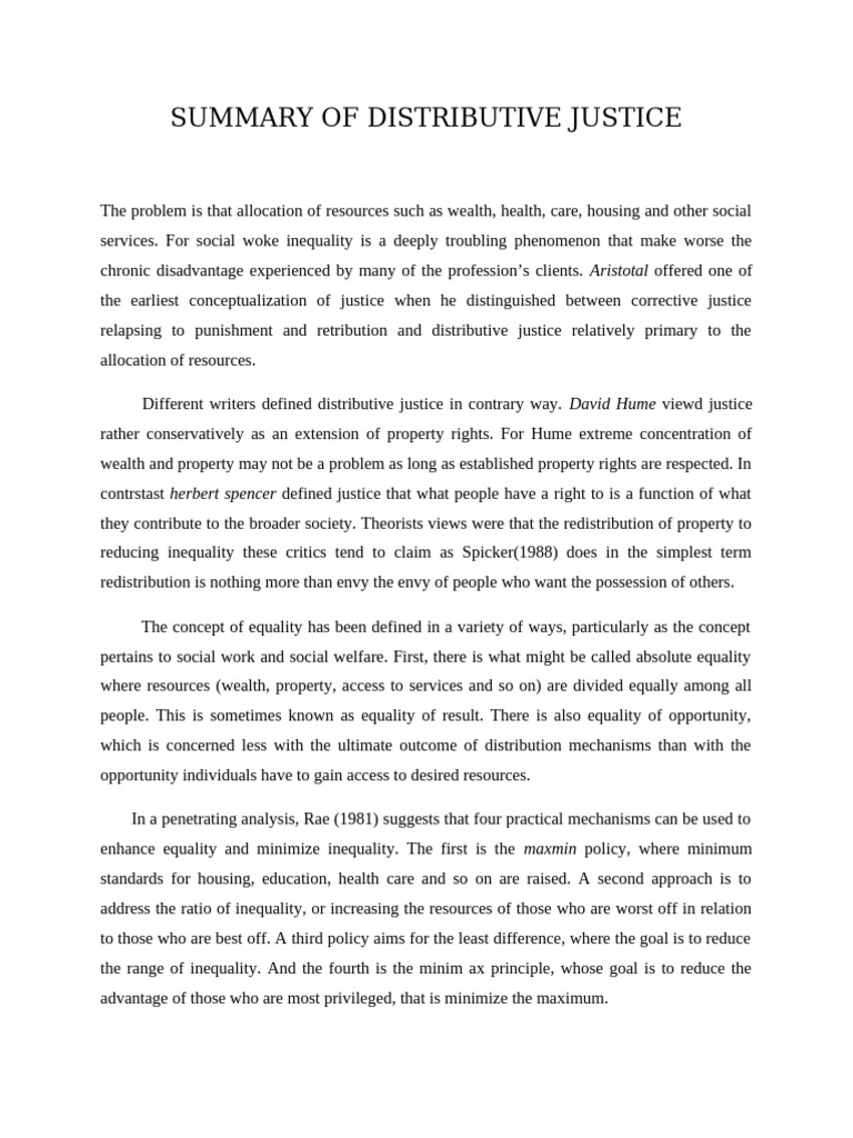 Summary of Distributive Justice | PDF | Justice | Crime & Violence