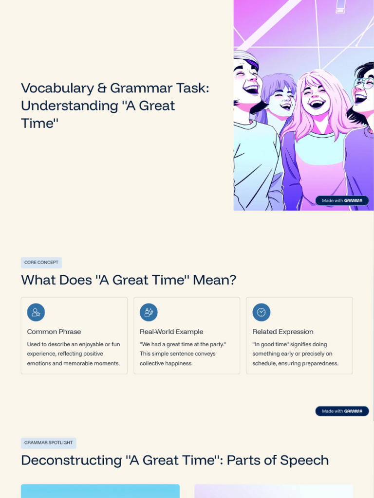 Vocabulary-and-Grammar-Task-Understanding-A-Great-Time | PDF
