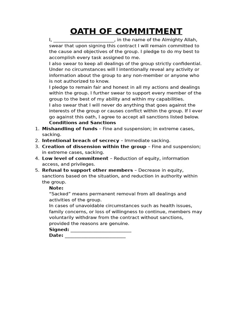 Oath of Commitment | PDF