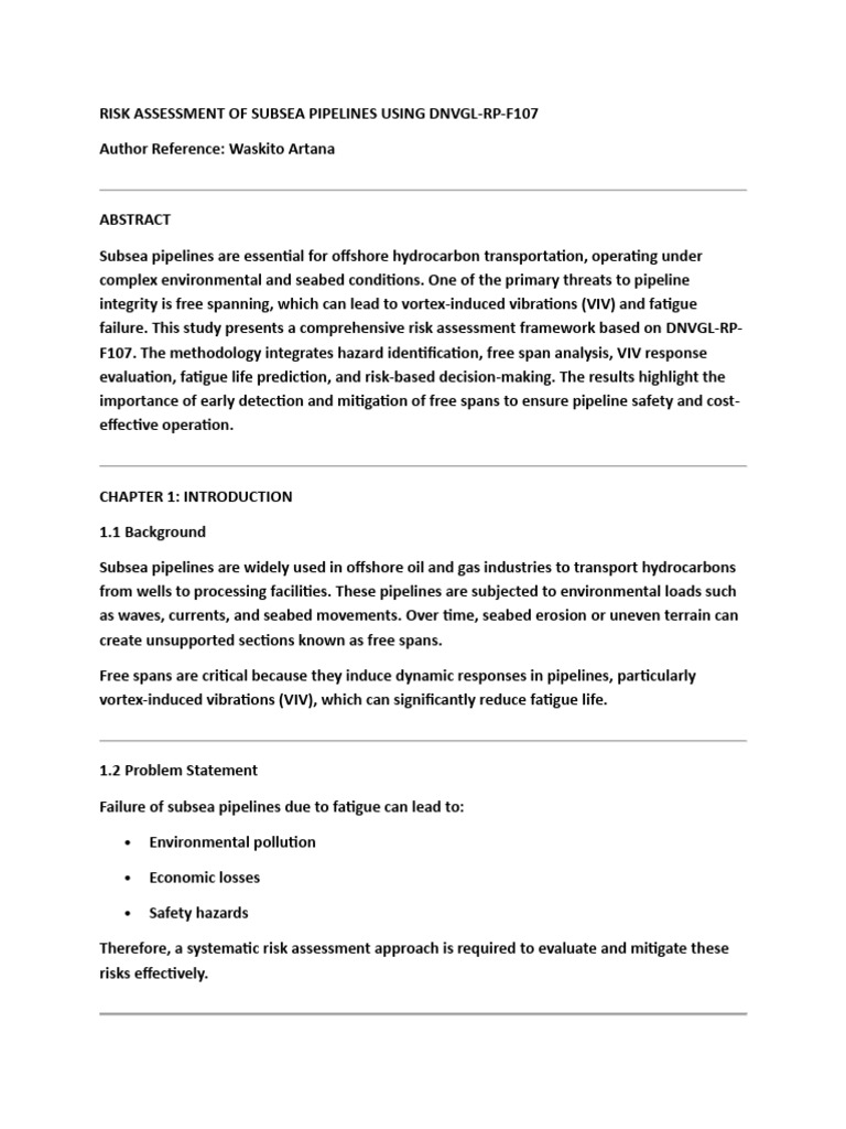 Risk Assessment of Subsea Pipelines Using Dnvgl | PDF | Fatigue ...