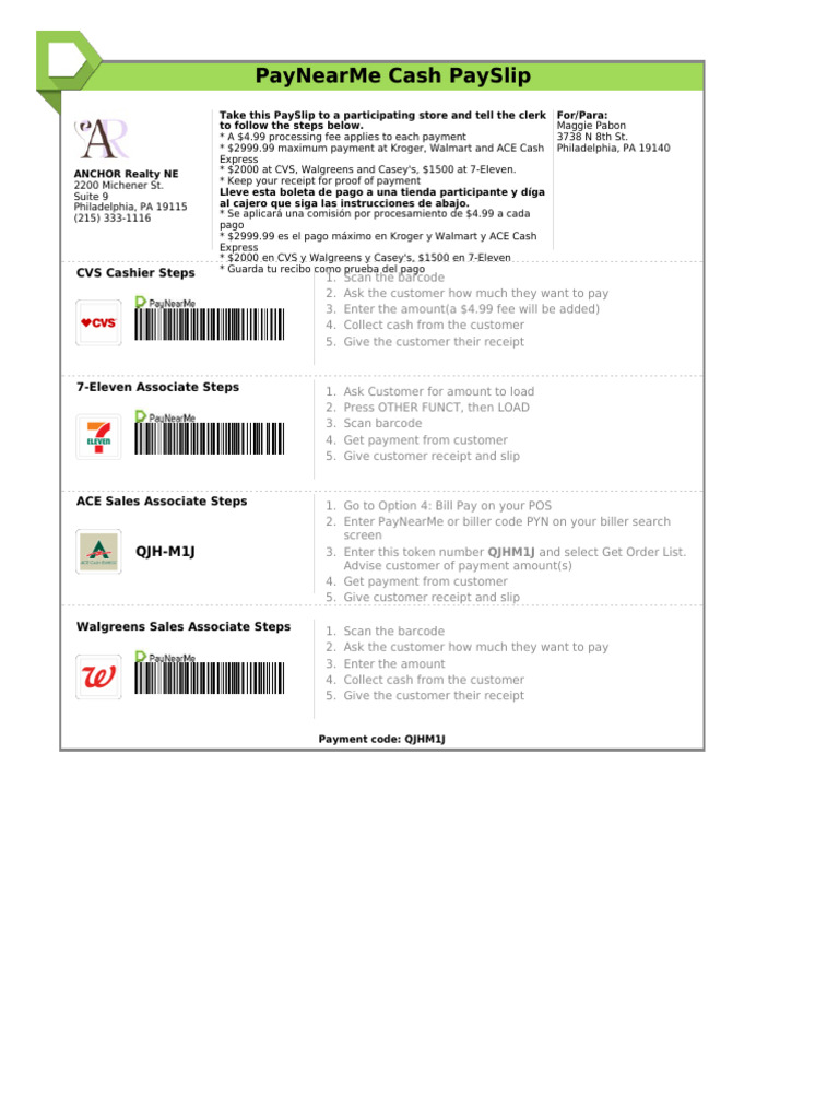 PayNearMeSlip (2) | PDF | Receipt | Business