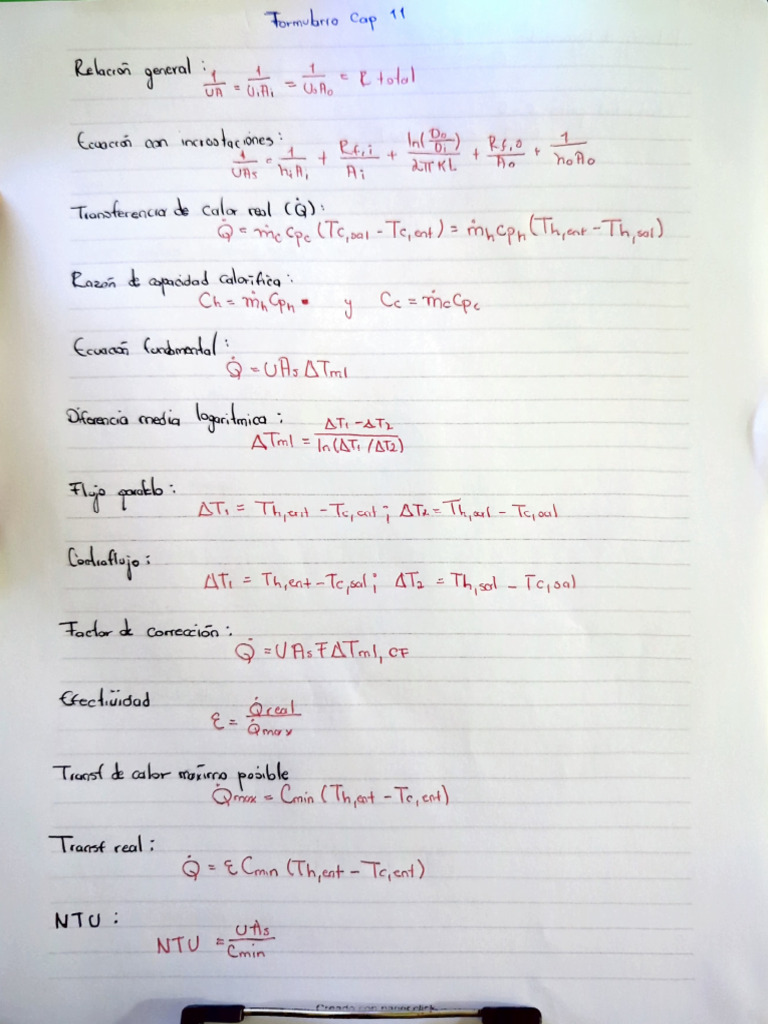 Formulario Cap 11 | PDF