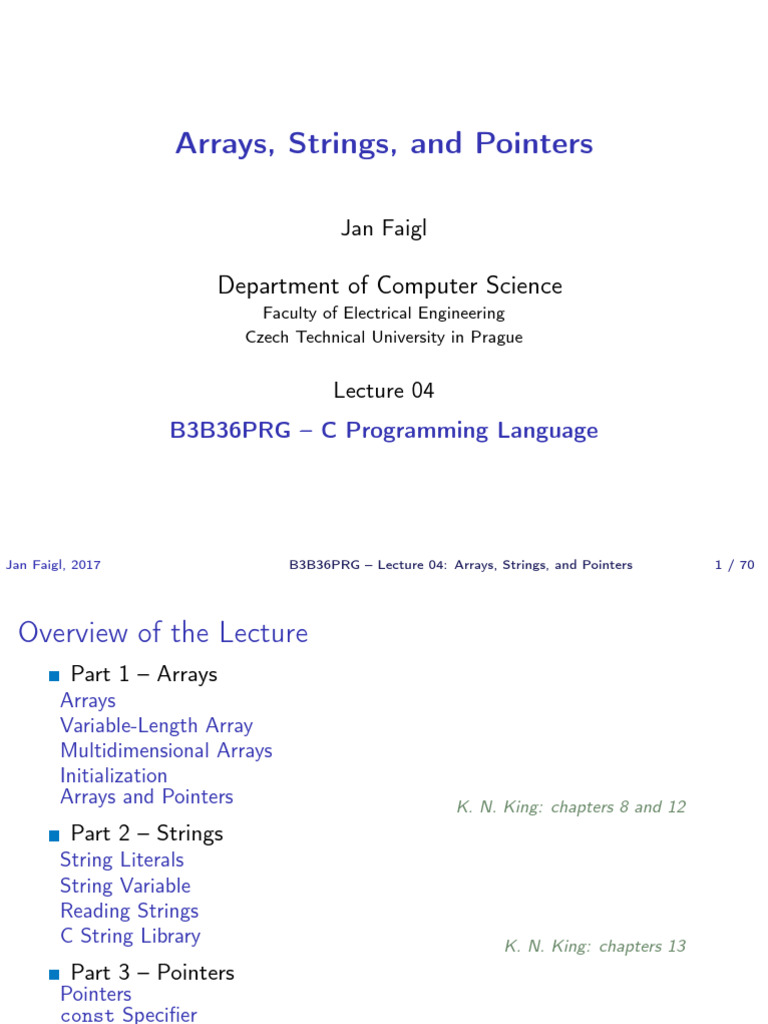 b3b36prg Lec04 Handout | PDF | Pointer (Computer Programming) | Integer ...