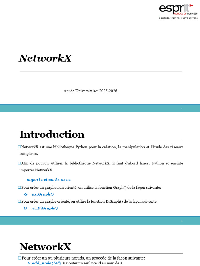 Chapitre 2 Section 4 NetworkX | PDF | Combinatoire | Informatique théorique
