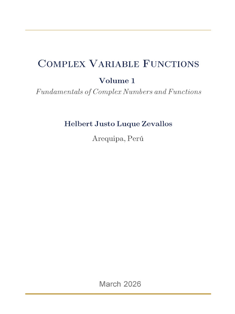 Zevallos H. Complex Variable Functions Vol 1. Fundamentals...2026 | PDF