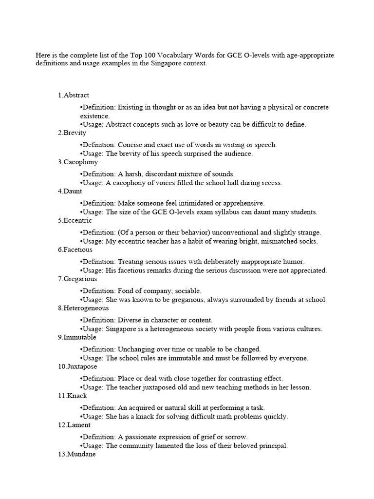 100 Advanced Vocabulary With-Meaning and Usage (5) | PDF