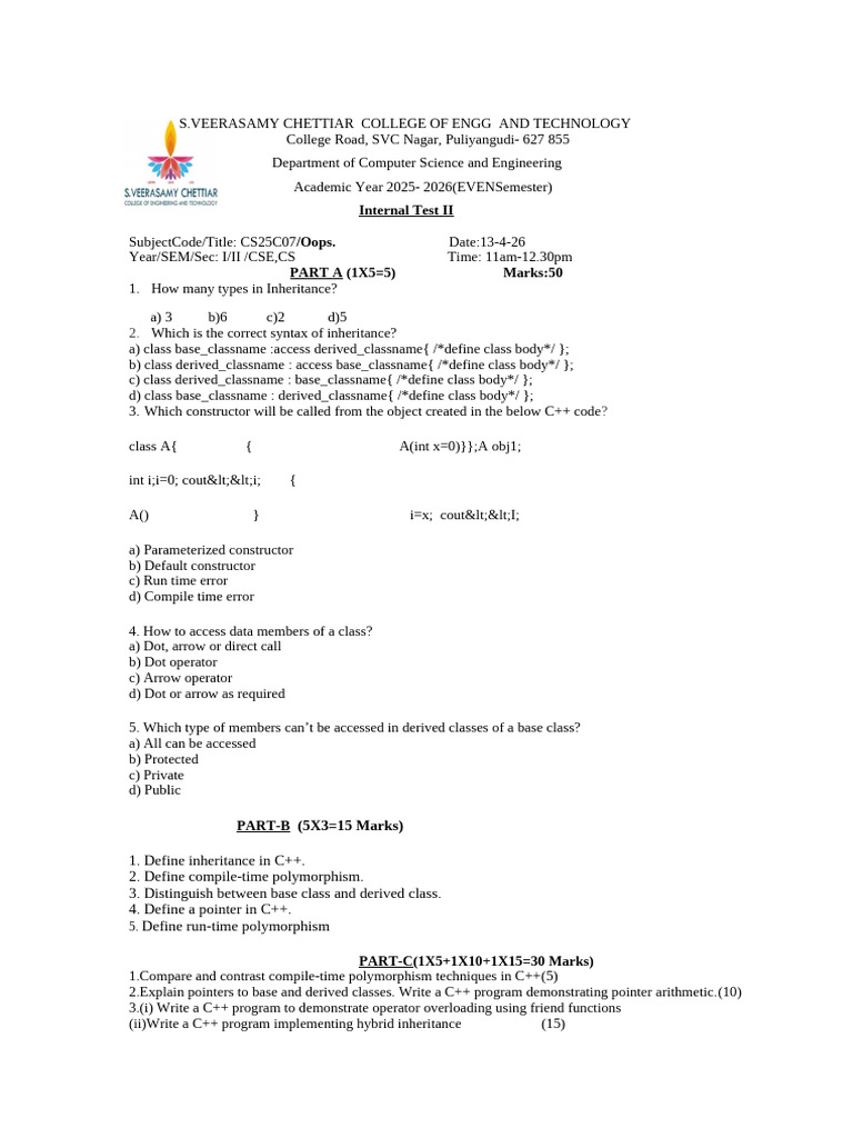 IAT 2 Oops C++ | PDF