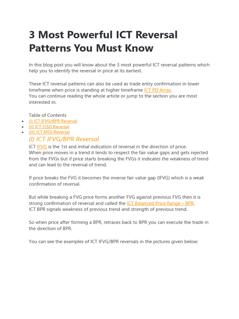 3 Most Powerful ICT Reversal Patterns You Must Know | PDF | Market ...