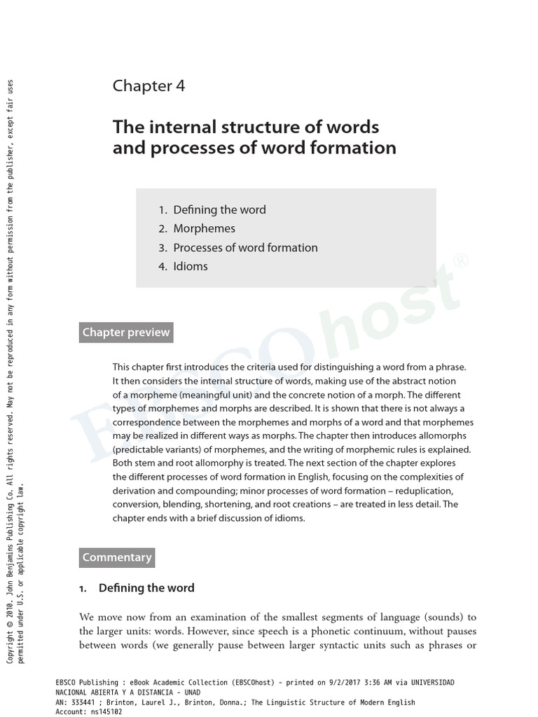 Internal Structure of Words and Word Formation Processes | PDF | Word ...