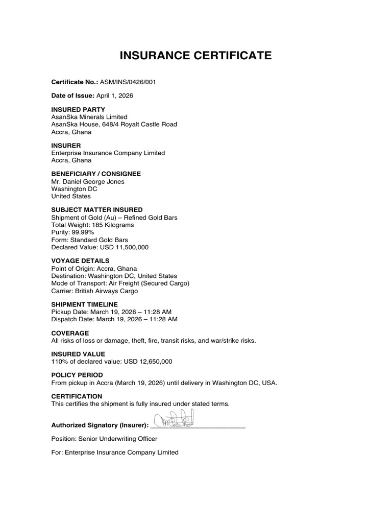 Insurance Certificate Updated | PDF