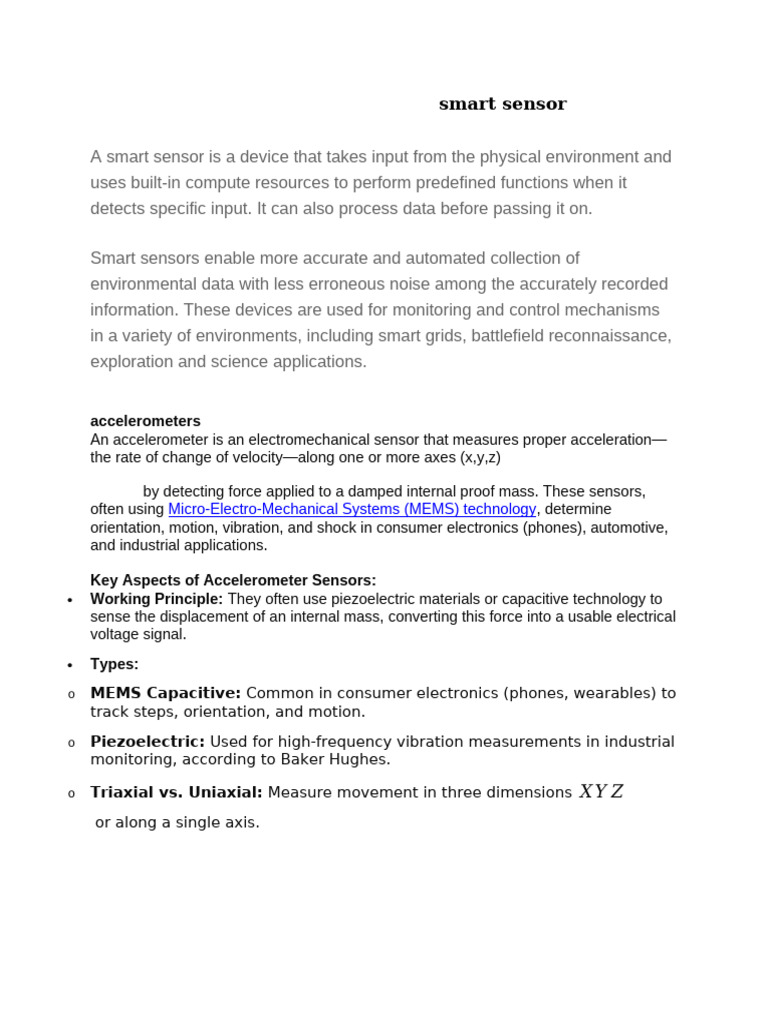 Smart Sensor | PDF | Ultrasound | Accelerometer