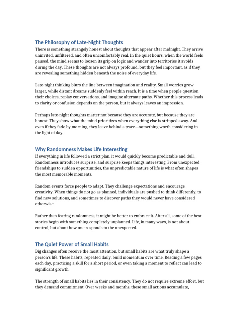 Random Essays | PDF | Thought | Cognitive Science