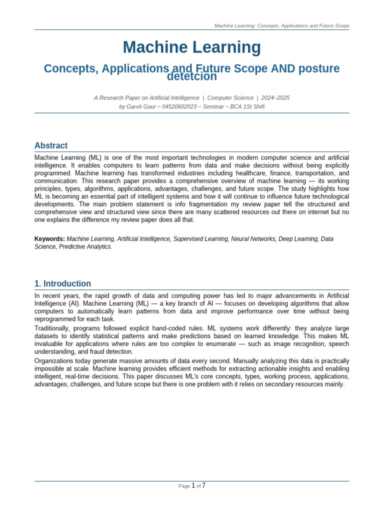 ML Research Paper 7pages | PDF | Machine Learning | Artificial Intelligence