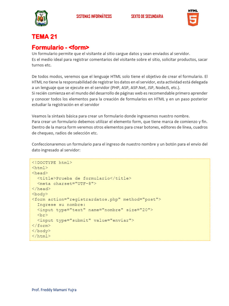 Tema 21 Formulario | PDF | Redes | Servidor web